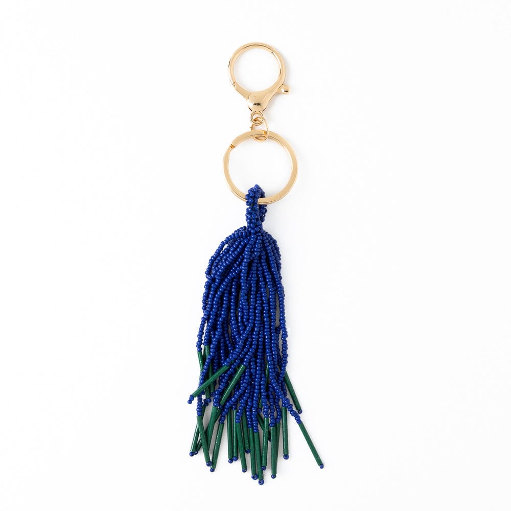 Diana Tassel Beaded Bag Charm Navy + Emerald Green Bag Charm