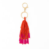 Diana Tassel Beaded Bag Charm Red + Hot Pink Bag Charm