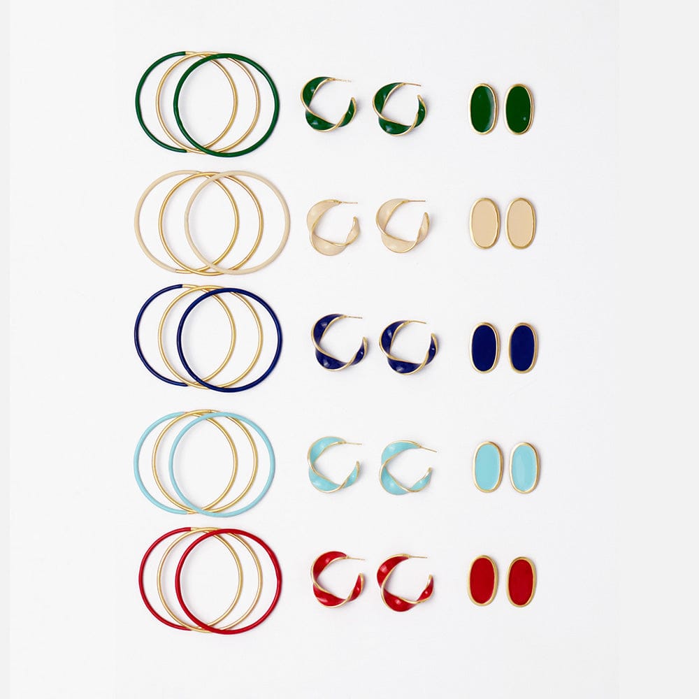 Diane Bangles Set of 3 Aqua Enamel + Brass Bangle