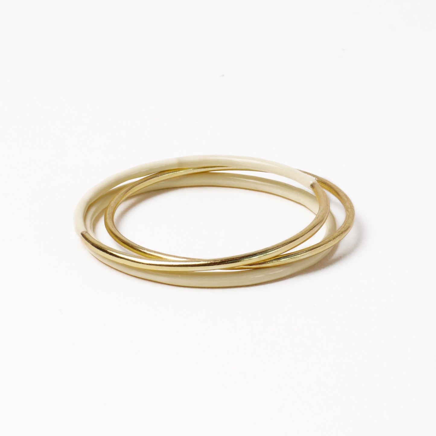 Diane Bangles Set of 3 Ivory Enamel + Brass Bangle