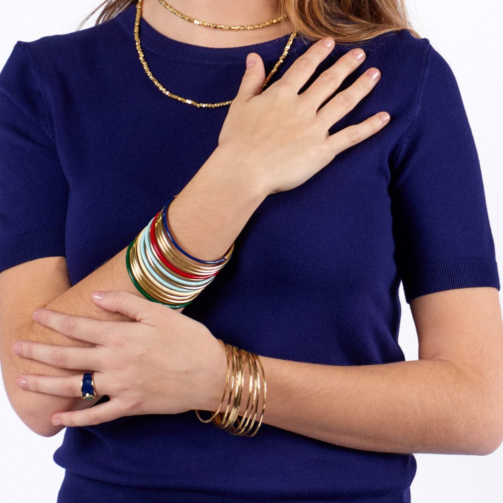 Diane Bangles Set of 3 Ivory Enamel + Brass Bangle