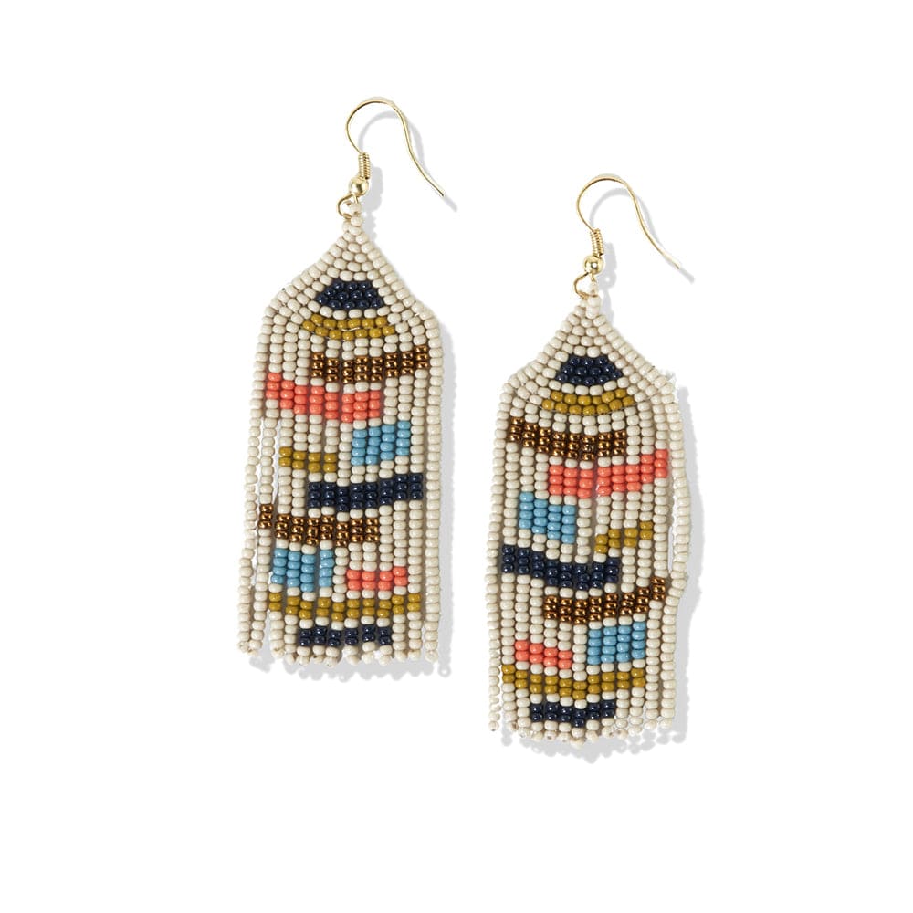 Load image into Gallery viewer, Dolly Color Blocks Beaded Fringe Earrings Multicolor Earrings
