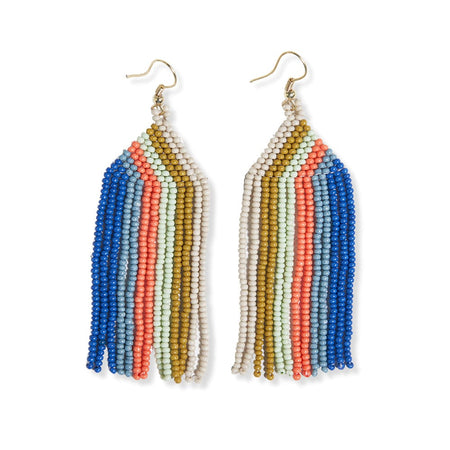 Belle Angled Stripes Beaded Fringe Earrings / SaySay Boutique