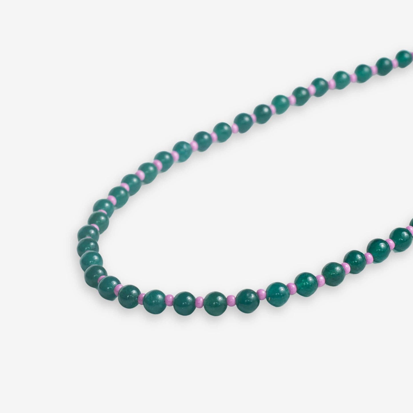 Drew Round Stones With Alternating Seed Bead Necklace Emerald