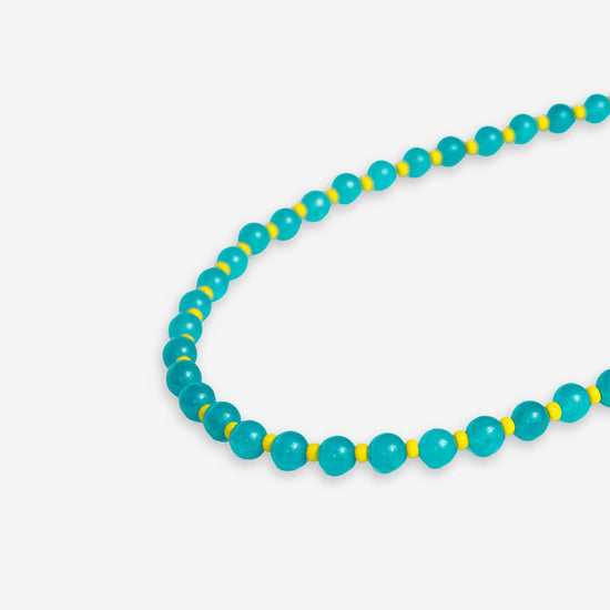 Drew Round Stones With Alternating Seed Bead Necklace Turquoise
