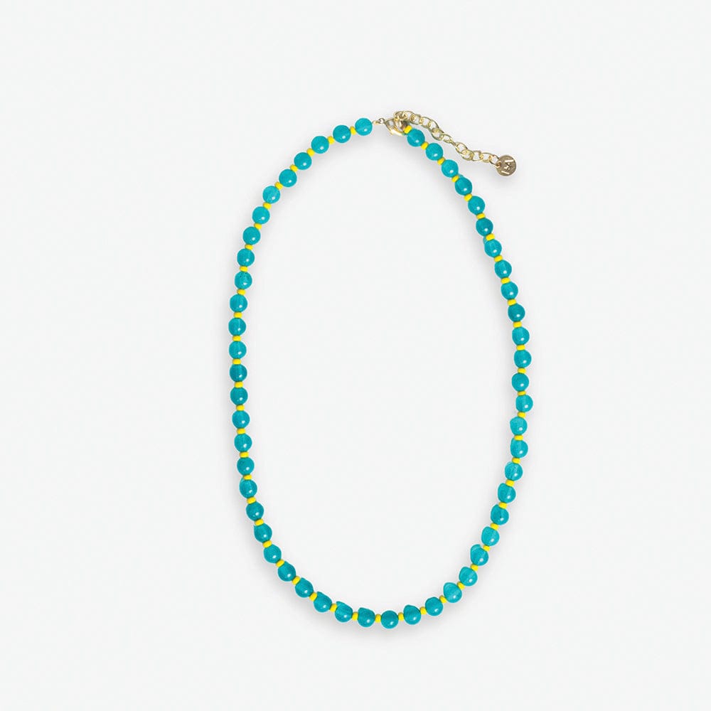 Drew Round Stones With Alternating Seed Bead Necklace Turquoise