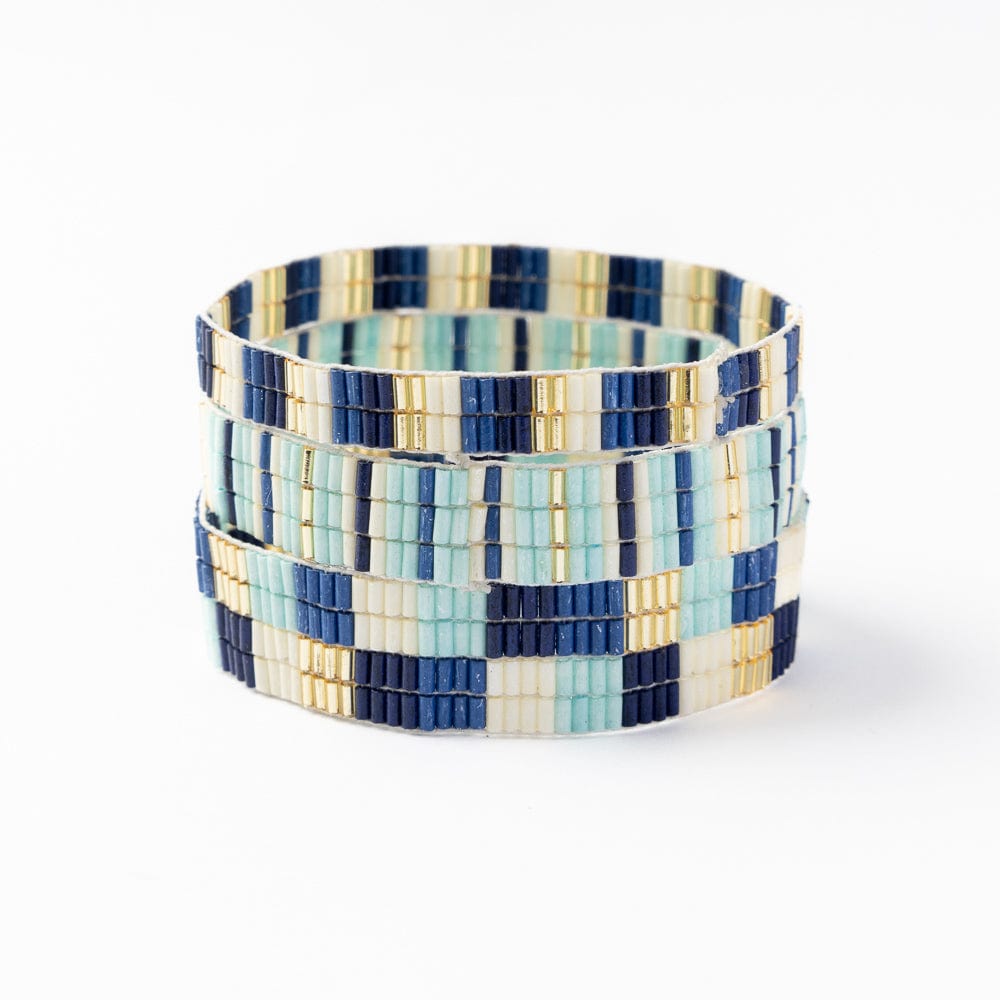 Dylan  Bracelet Stretch Set Of 3 Blue Stack