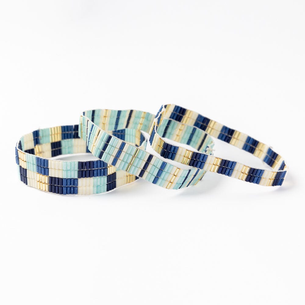 Dylan  Bracelet Stretch Set Of 3 Blue Stack
