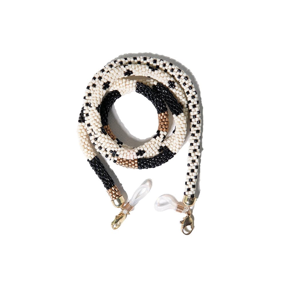 Dylan Cross and Stripe Beaded Eyeglass Chain Black/White by INK+ALLOY