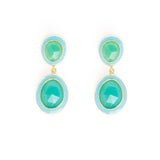 Elaine Semi-Precious Stone + Enamel Drop Earrings Blue + Green Onyx Drop