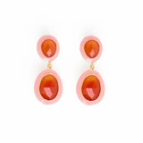 Elaine Semi-Precious Stone + Enamel Drop Earrings Pink + Carnelian Drop