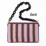 Elenor Embroidered Tiger Beaded Bag Purple Clutch