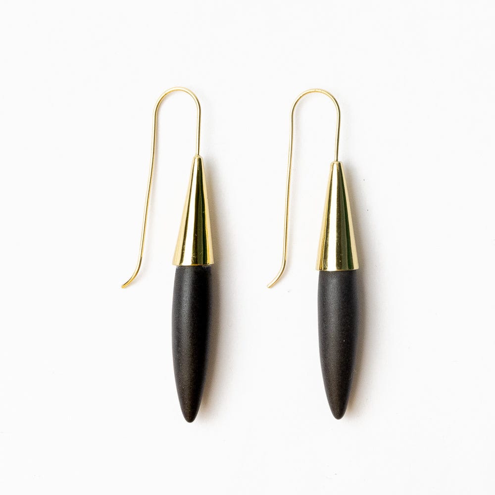 Elizabeth Ceramic Spike Earring Black Drop