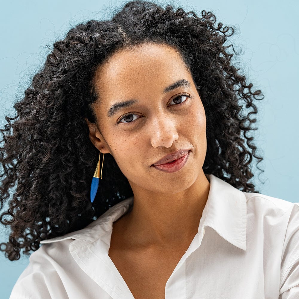 Elizabeth Ceramic Spike Earring Blue Drop