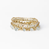 Ella Bracelet Stack of 5 Clear + Gold Stack