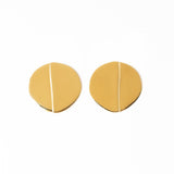 Ellie Round with Step Post Earrings Brass Earrings