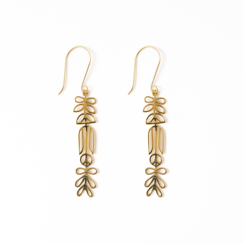 Elsa Botanical Nordic Floral Drop Earrings Brass Earrings