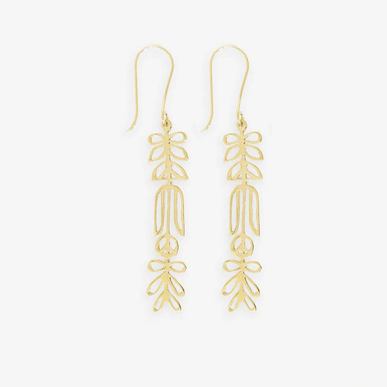 Elsa Botanical Nordic Floral Drop Earrings Brass Earrings