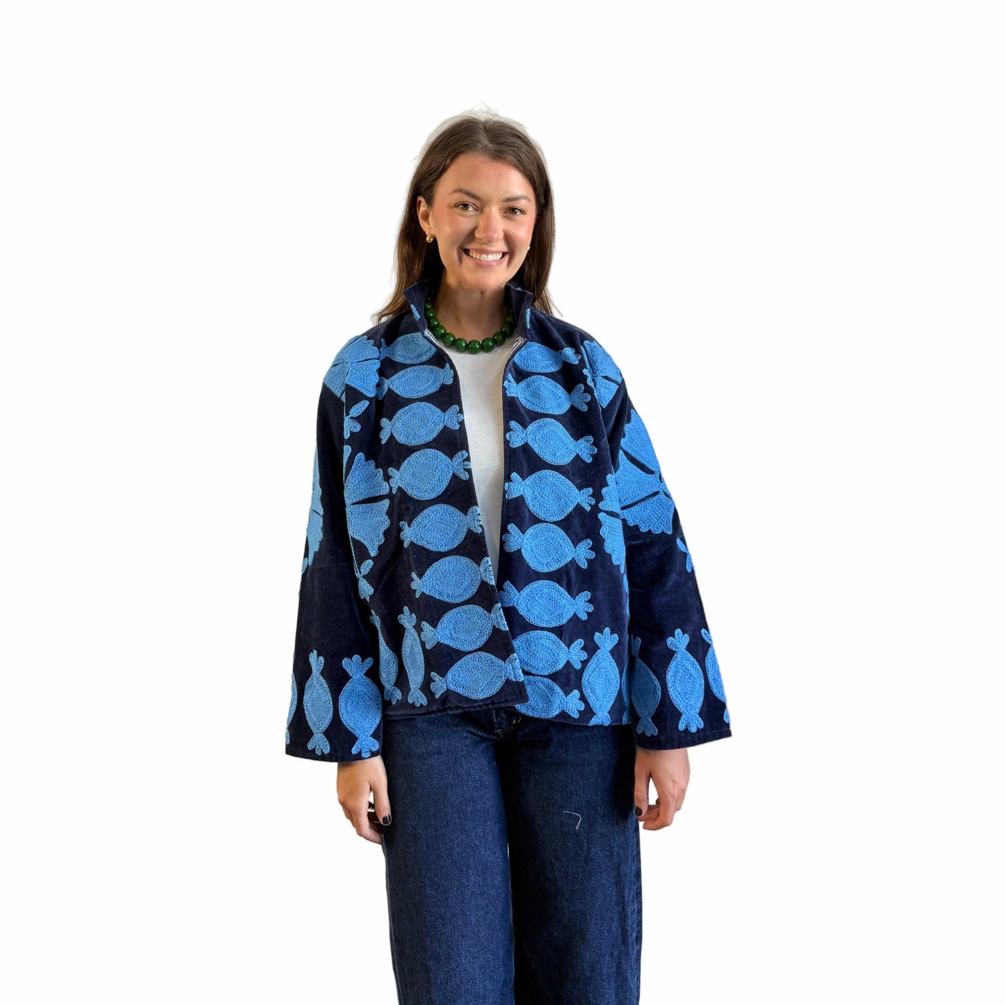 Embroidered Velvet Jacket Blue + Purple Jacket