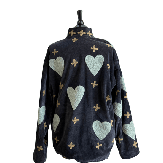 Embroidered Velvet Jacket Dark Blue Light Blue – INK+ALLOY, LLC