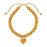 Emery Large Round Resin Bead With Heart Adjustable Necklace Amber Single Strand