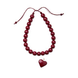 Emery Large Round Resin Bead With Heart Adjustable Necklace Amber Single Strand