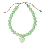 Emery Large Round Resin Bead With Heart Adjustable Necklace Mint Single Strand
