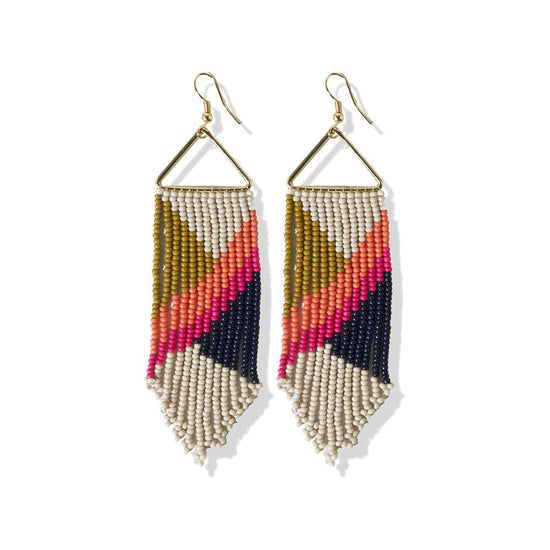 Load image into Gallery viewer, Emilie Angles Beaded Fringe Earrings Hot Pink Earrings

