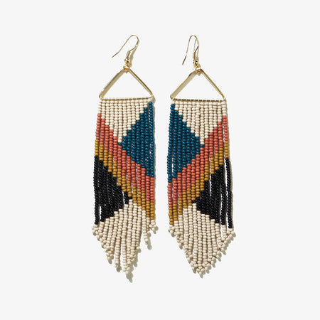 SINTRA hand deals beaded fringe earrings