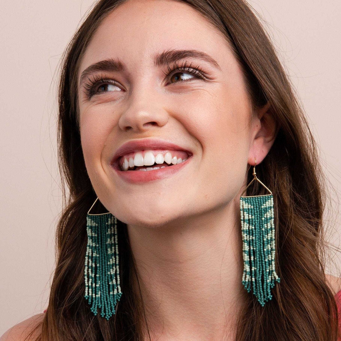 Emilie Arrow Beaded Fringe Earrings Teal – INK+ALLOY, LLC