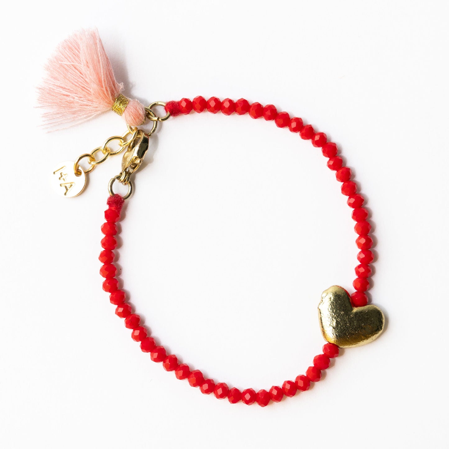 Emma Crystal Heart Bracelet With Clasp And Extension Red Clasp