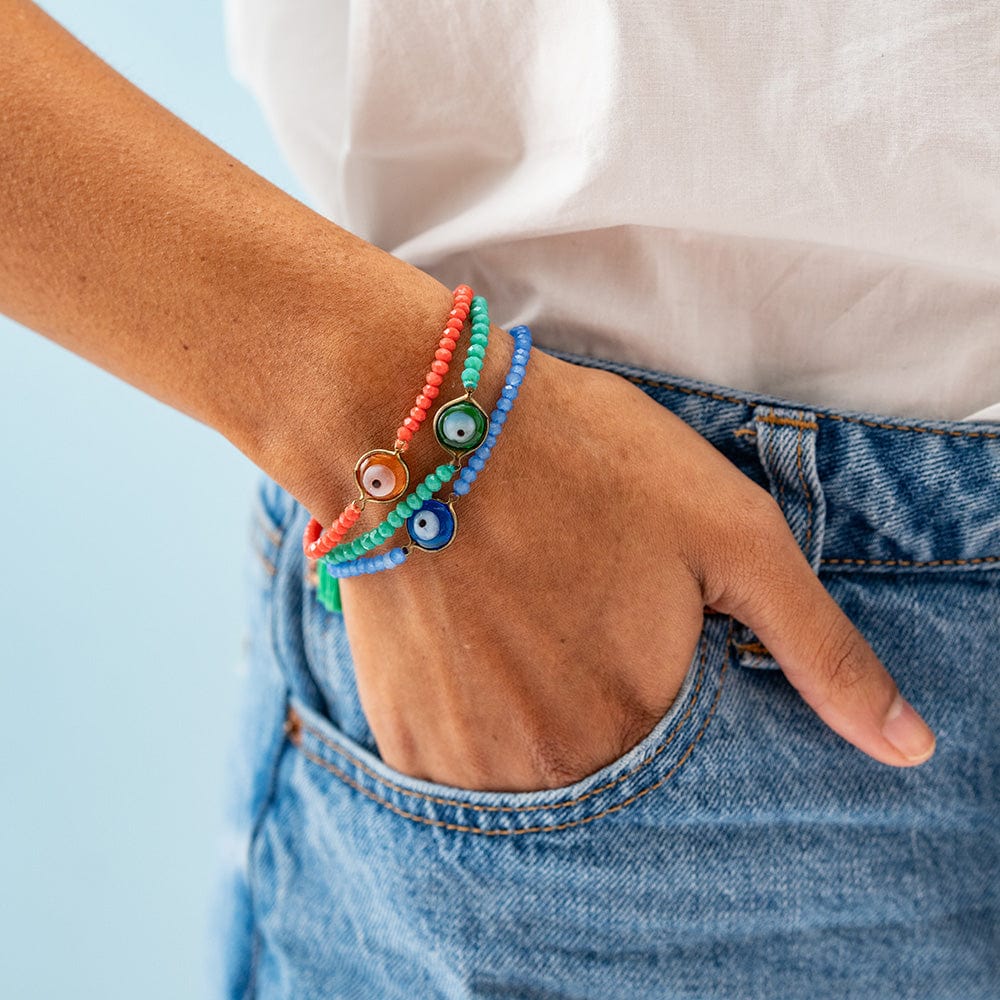 Emma Crystal Third Eye Bracelet With Clasp And Extension Blue Clasp