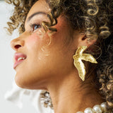 Emmie Three Petal Statement Post Earrings Brass Statement