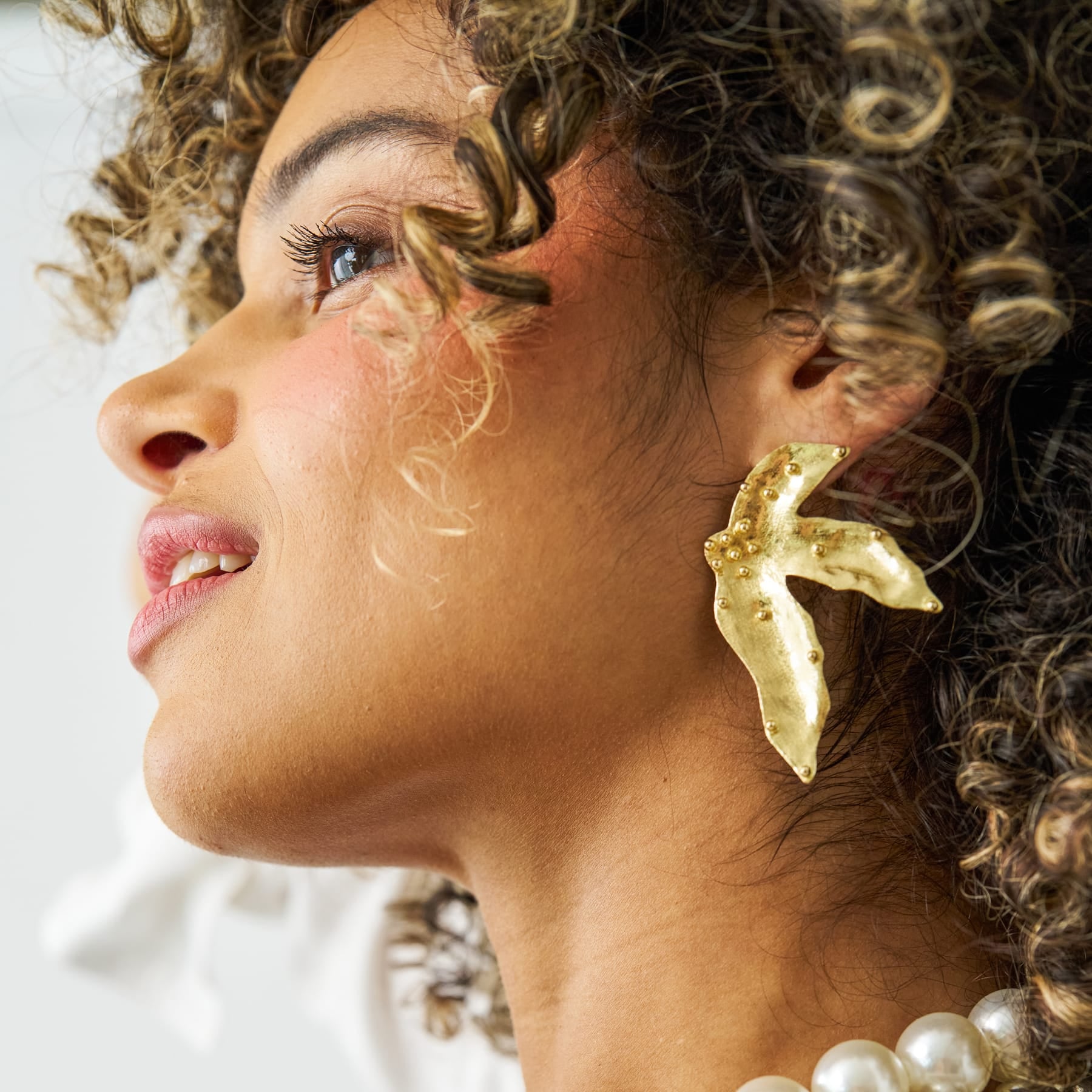 Emmie Three Petal Statement Post Earrings Brass Statement