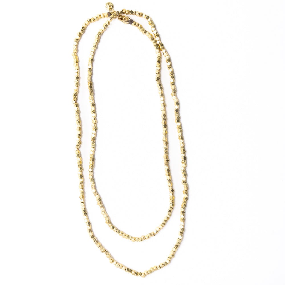 Erica Long Necklace Faceted Gold Beads Single Chain