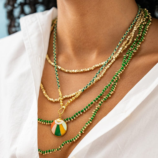 Erica Long Necklace Faceted Gold Beads Single Chain