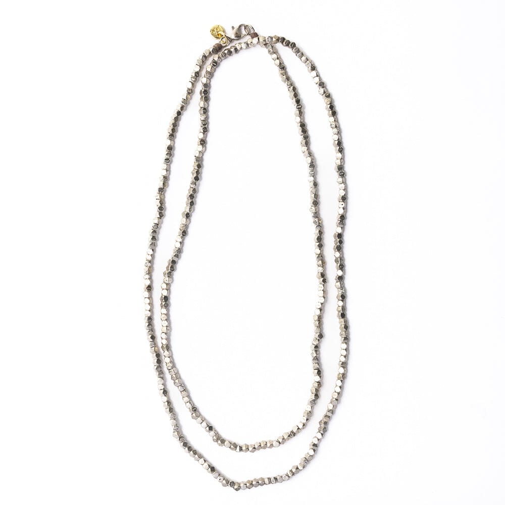 Erica Long Necklace Faceted Silver Beads Single Chain