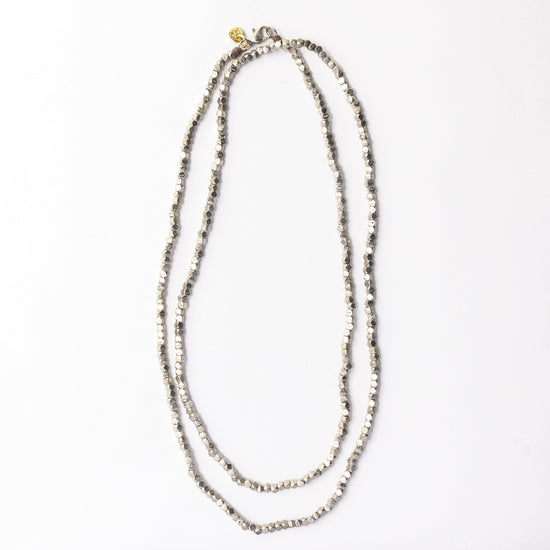 Erica Long Necklace Faceted Silver Beads Single Chain