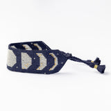 Erin Moon Phases Adjustable Beaded Bracelet Navy Sliding Knot
