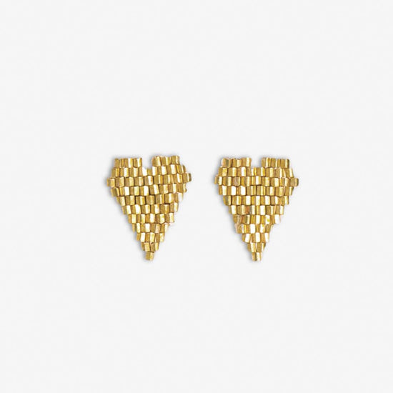 Esme Luxe Bead Heart Shape Post Earrings Gold