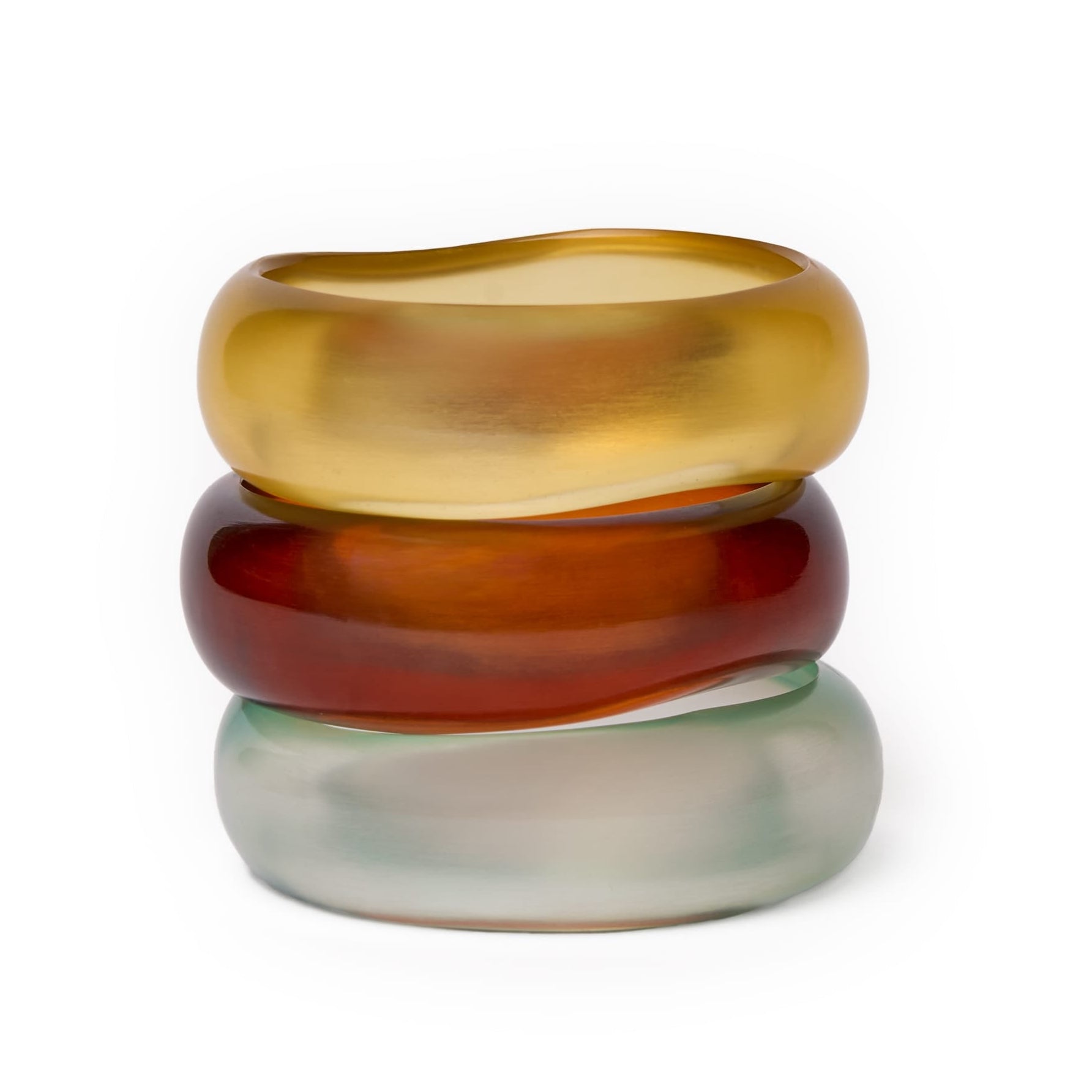 Esther Resin Bangle Set Of 3 Citron, Sage, + Brown Bracelet