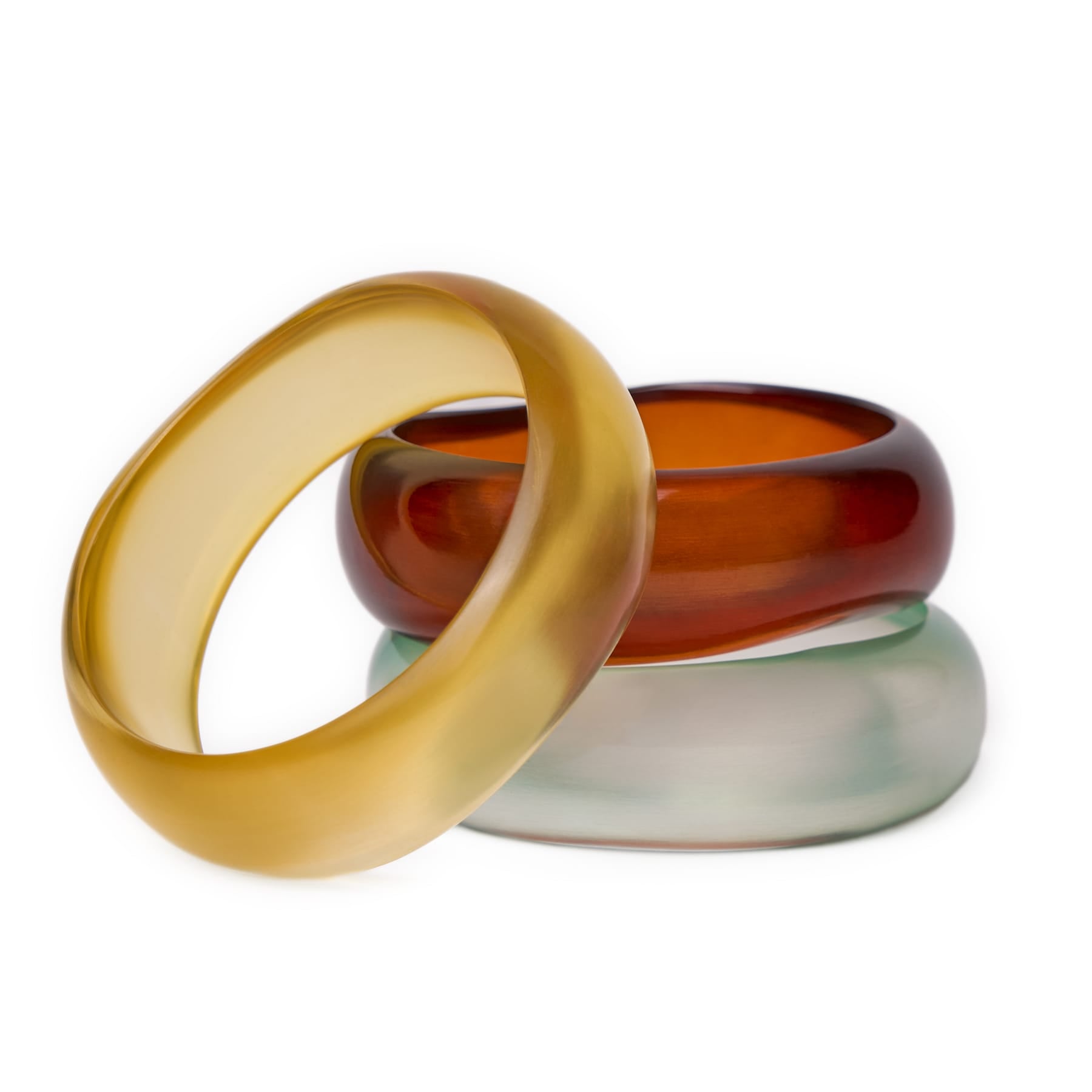 Esther Resin Bangle Set Of 3 Citron, Sage, + Brown Bracelet