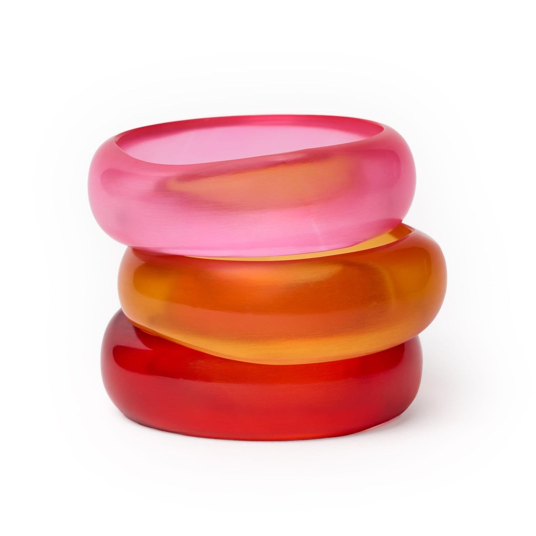 Esther Resin Bangle Set Of 3 Pink, Red, + Orange Bracelet