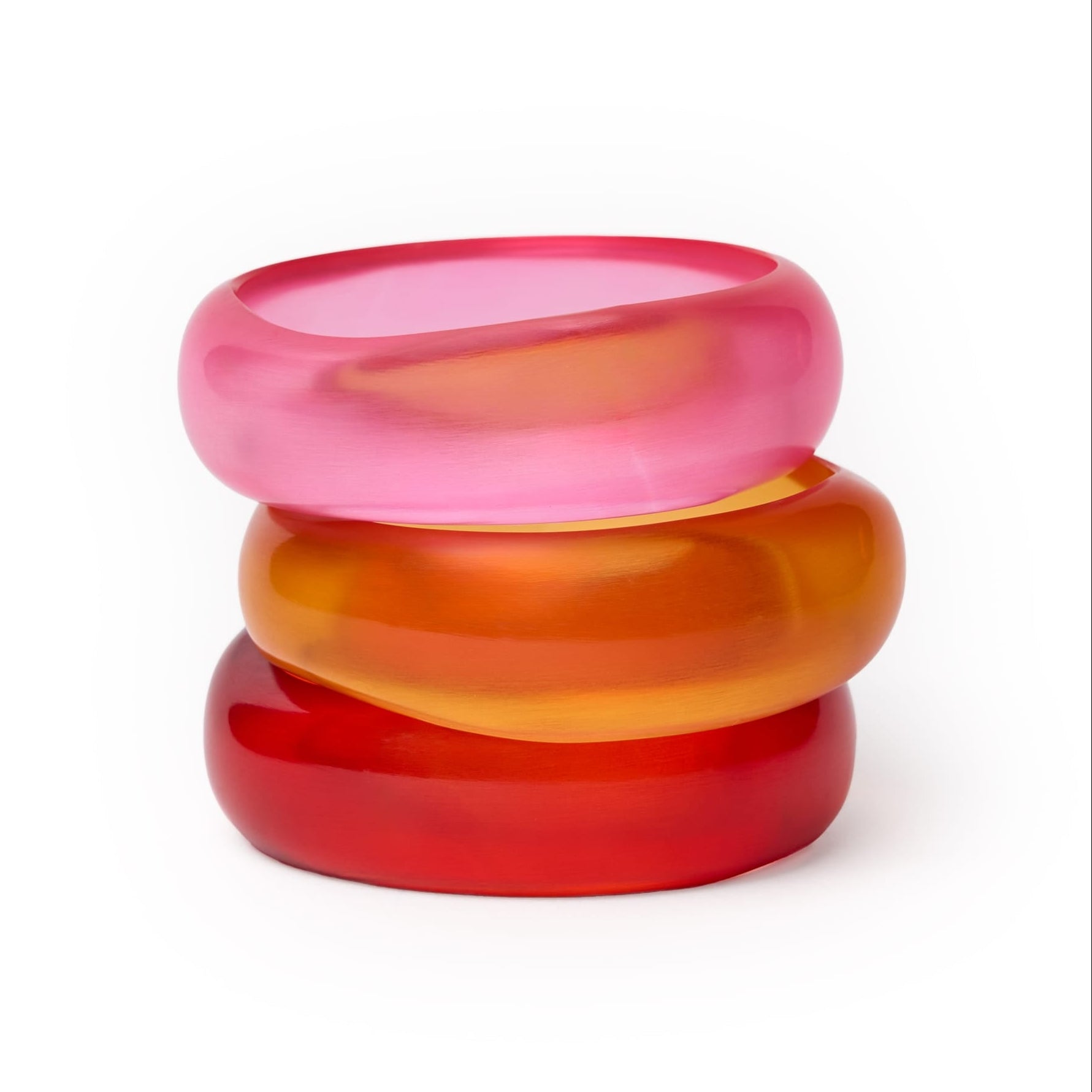 Esther Resin Bangle Set Of 3 Pink, Red, + Orange Bracelet