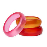 Esther Resin Bangle Set Of 3 Pink, Red, + Orange Bracelet