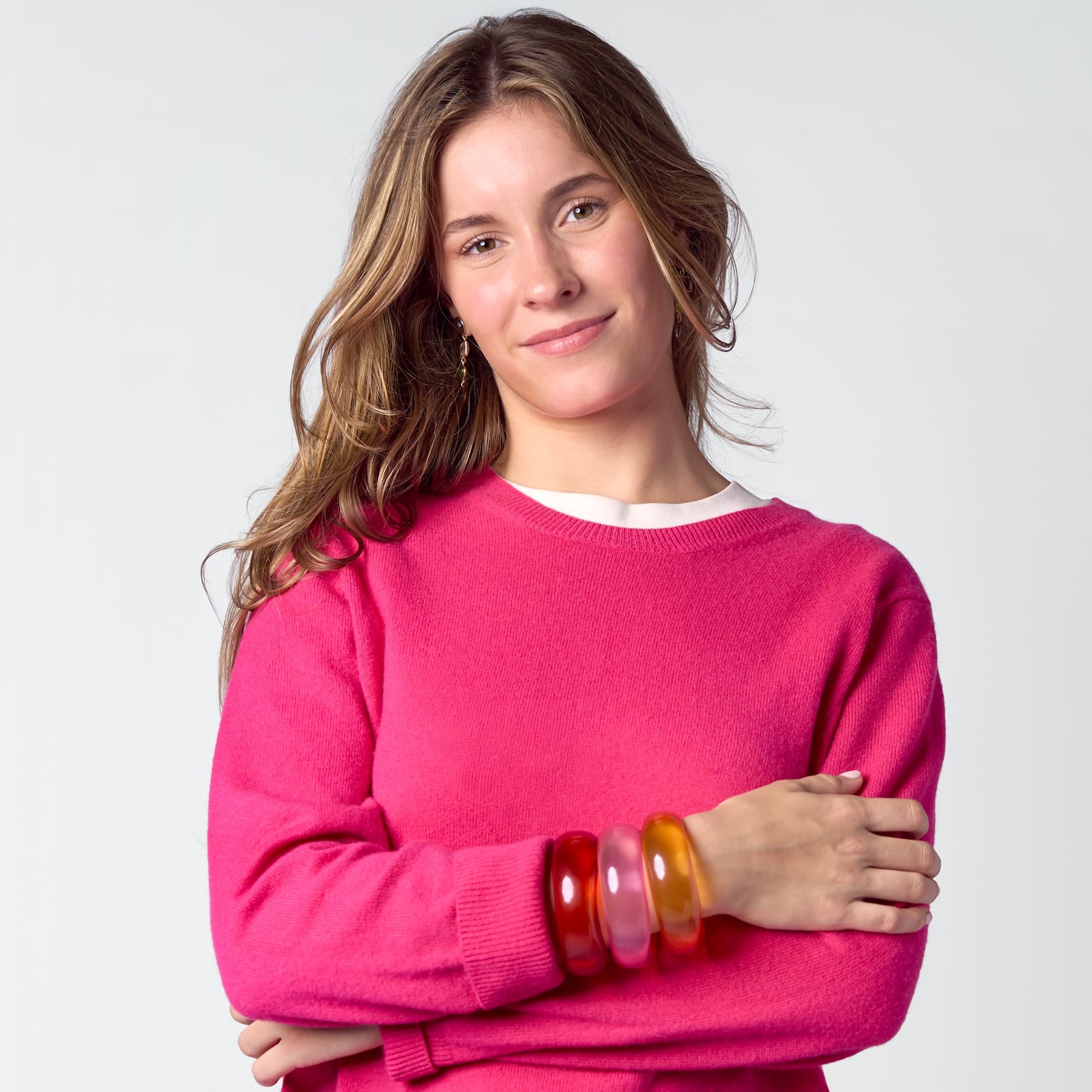 Esther Resin Bangle Set Of 3 Pink, Red, + Orange Bracelet