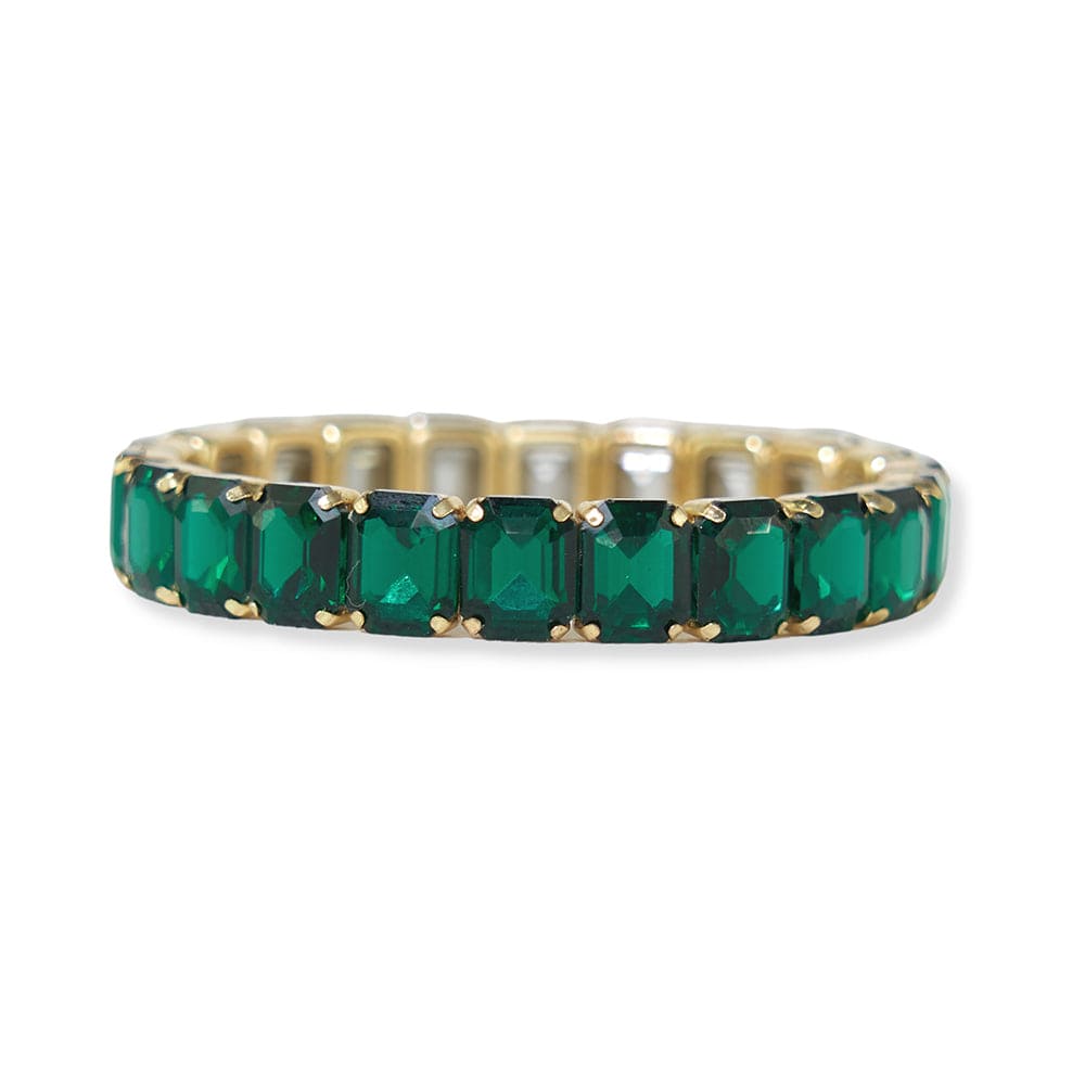 Etta Small Rectangle Stone Stretch Bracelet Emerald – INK+ALLOY, LLC