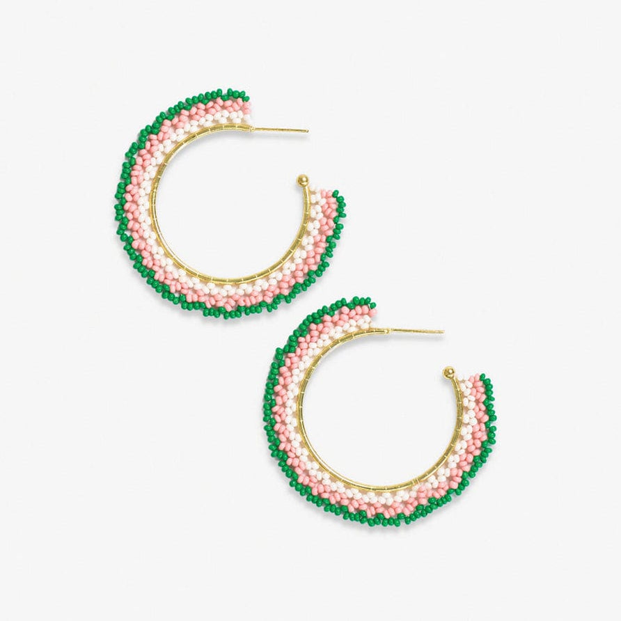Ink & Alloy - Eve Ombre Beaded Hoop Earrings Kelly Green/Pink Ink & Alloy - Eve Ombre Beaded Hoop Earrings Kelly Green/Pink