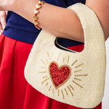 Evelynn Heart Beaded Hobo Bag Hobo