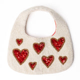 Evelynn Heart Beaded Hobo Bag Hobo